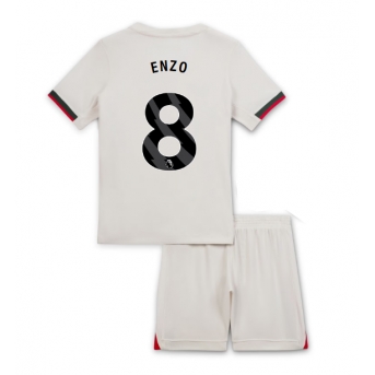 Billige Fotballdrakt Chelsea Enzo Fernandez #8 Replika Bortedraktsett Barn 2025-26 Kortermet (med bukser)